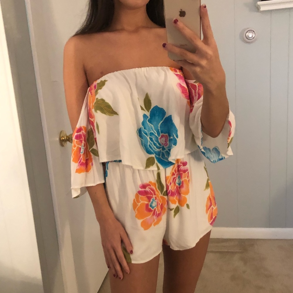 Forever 21 Off Shoulder Floral Romper